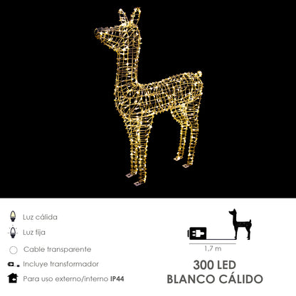 Adorno Luces Navidad Ciervo 3D 300 LEDs. Uso en Exteriores e Interiores Proteccion IP44 Altura 90 cm.