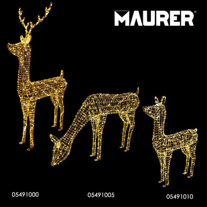 Adorno Luces Navidad Ciervo 3D 300 LEDs. Uso en Exteriores e Interiores Proteccion IP44 Altura 90 cm.