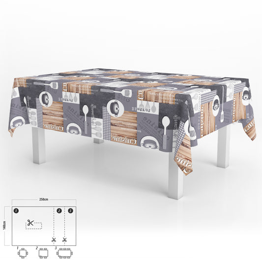 Cuisin Toalha Oleada Retangular Impermeável PVC Resistente a Manchas 140 x 250 cm. Uso interno e externo recortado