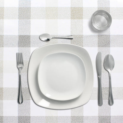 Toalha de Mesa Oleada Retangular Xadrez Bege. PVC resistente a manchas à prova d'água 140 cm. x 20 metros. Rolo recortado. Dentro e fora