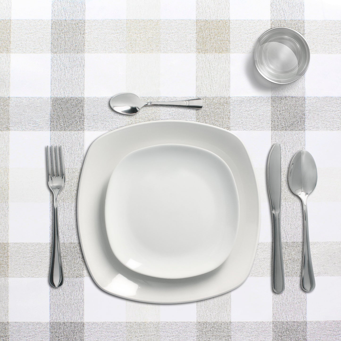 Oleado Retangular Toalha de Mesa Bege Quadrada Impermeável PVC Antimanchas 140x250 cm. Uso interno e externo recortado