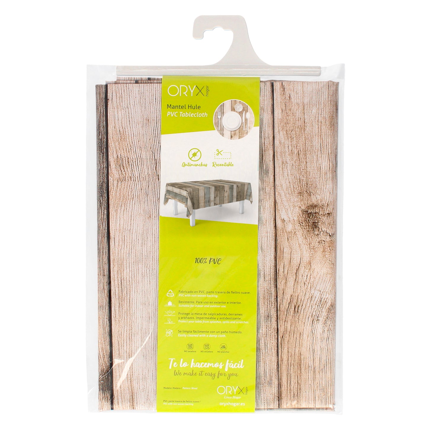 Mantel Hule Rectangular Tablones Madera Impermeable Antimanchas PVC 140 x 250 cm.  Recortable Uso Interior y Exterior