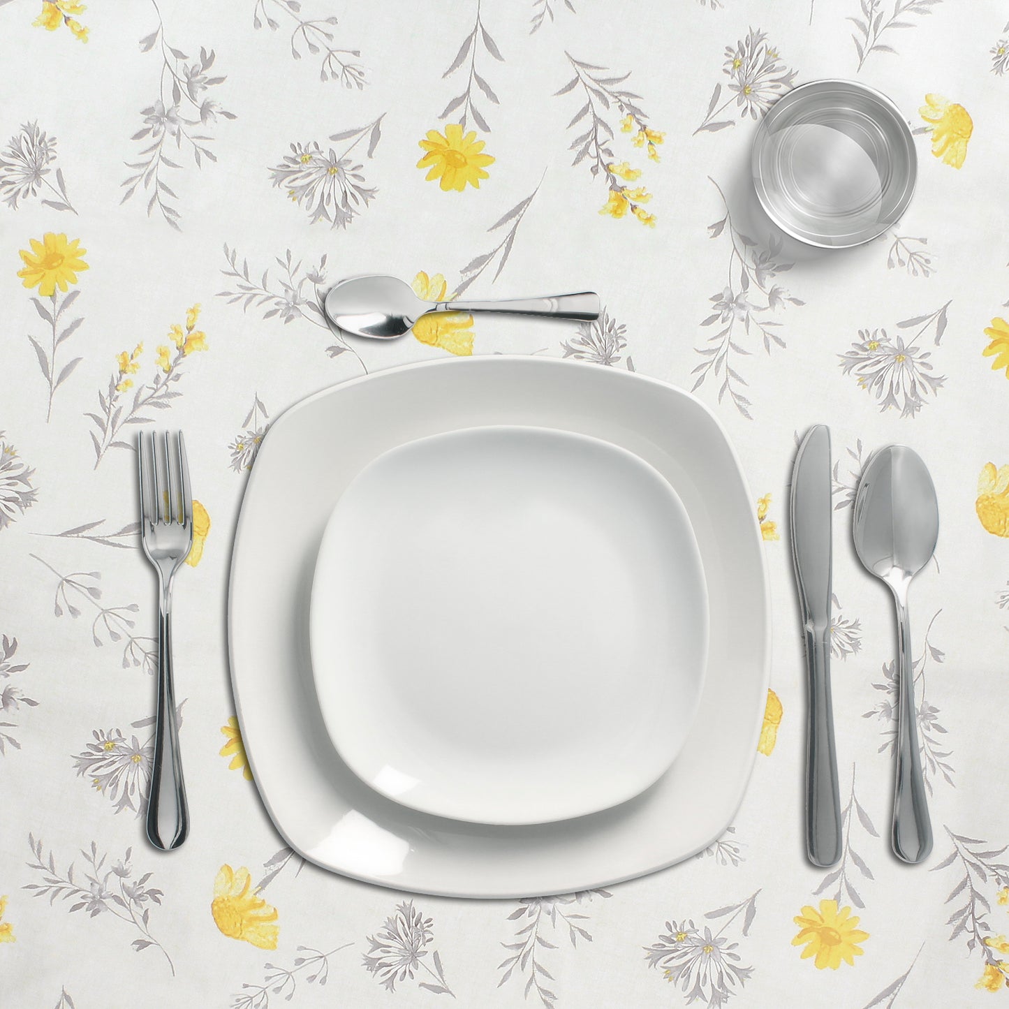 Oleado Redonda Toalha de Mesa Flores Amarelas Impermeável PVC Antimanchas Ø140 cm. Uso interno e externo