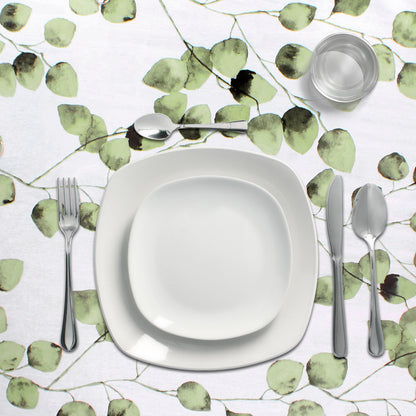 Toalha de Mesa Oleada Retangular Folhas Verdes. PVC resistente a manchas à prova d'água 140 cm. x 20 metros. Rolo recortado. Dentro e fora