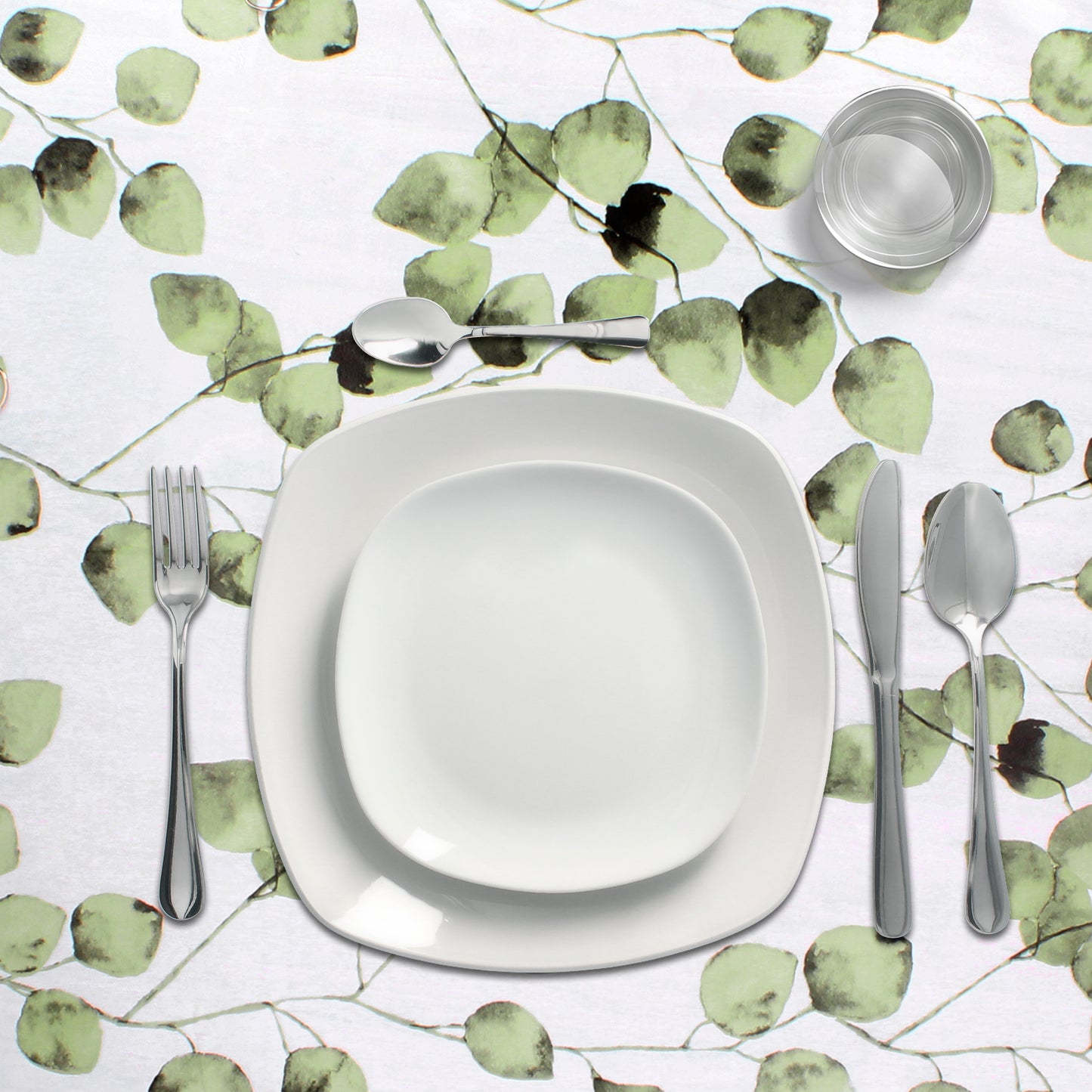 Folhas Verdes Oleado Retangular Toalha de Mesa Impermeável PVC Resistente a Manchas 140x250 cm. Uso interno e externo recortado