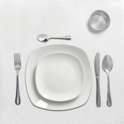 Toalha de Mesa Oleada Branca Retangular Velo Impermeável PVC 140x250 cm. Uso interno e externo recortado