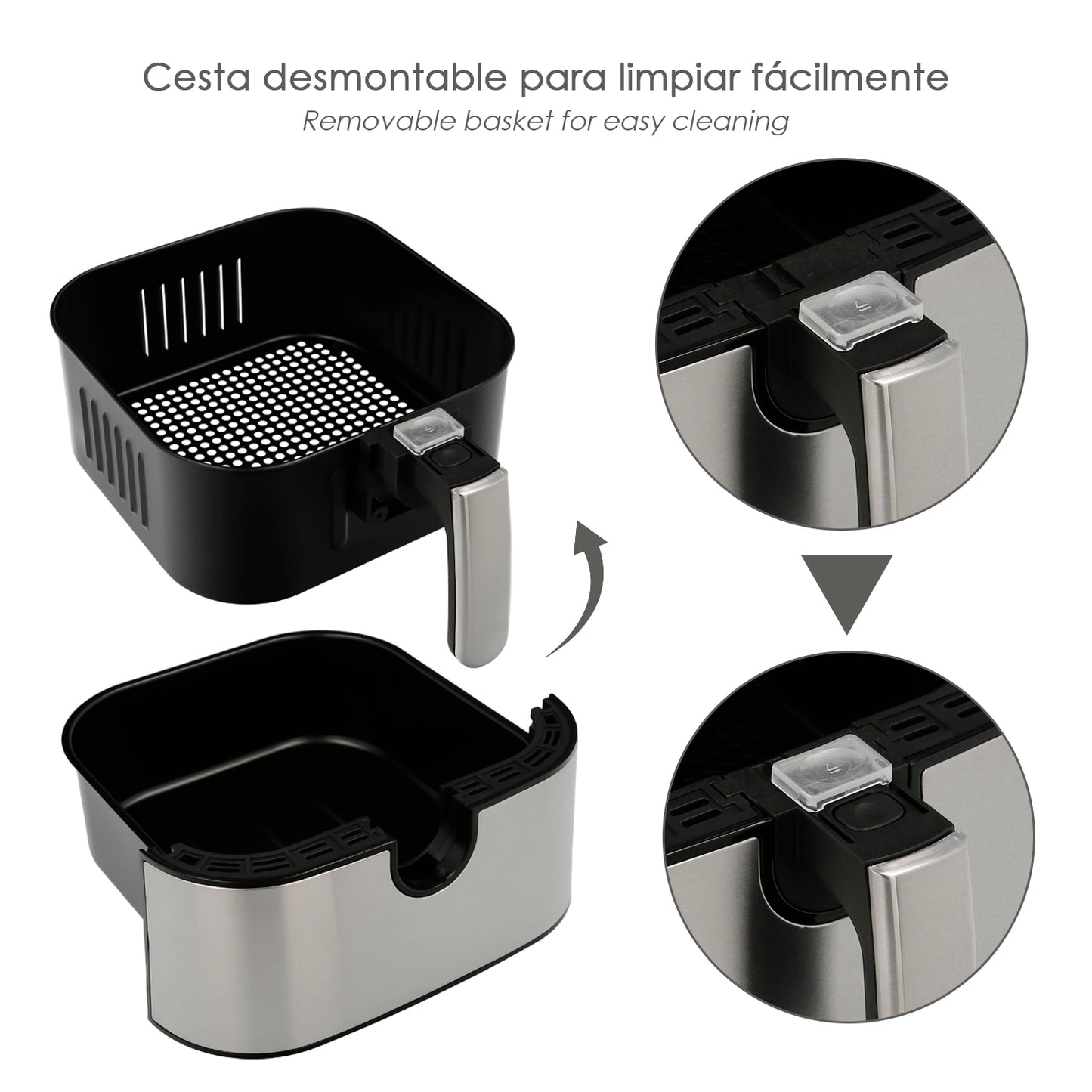 Fritadeira Sem Óleo 1800 W. Capacidade 5,5 litros. Air Fryer 7 Programas Hot Air Fryer, Oil Fryer. ajustável.