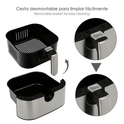 Fritadeira Sem Óleo 1800 W. Capacidade 5,5 litros. Air Fryer 7 Programas Hot Air Fryer, Oil Fryer. ajustável.