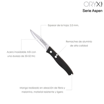 Faca para descascar Aspen Lâmina em aço inox 8 cm. Preto