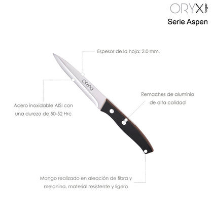 Faca Cozinha Aspen Lâmina Aço Inox 12 cm. Preto