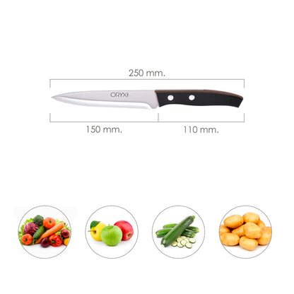 Faca para Legumes Aspen Lâmina em Aço Inox 15 cm. Preto