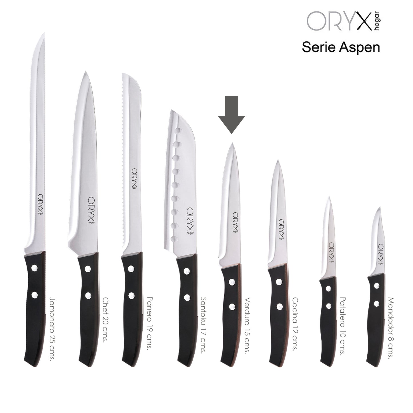 Faca para Legumes Aspen Lâmina em Aço Inox 15 cm. Preto