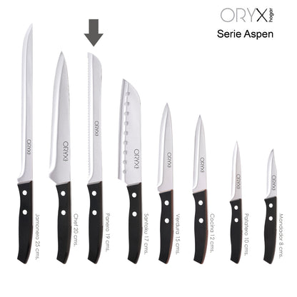 Cuchillo Aspen Panero Hoja Acero Inoxidable 19 cm. Negro