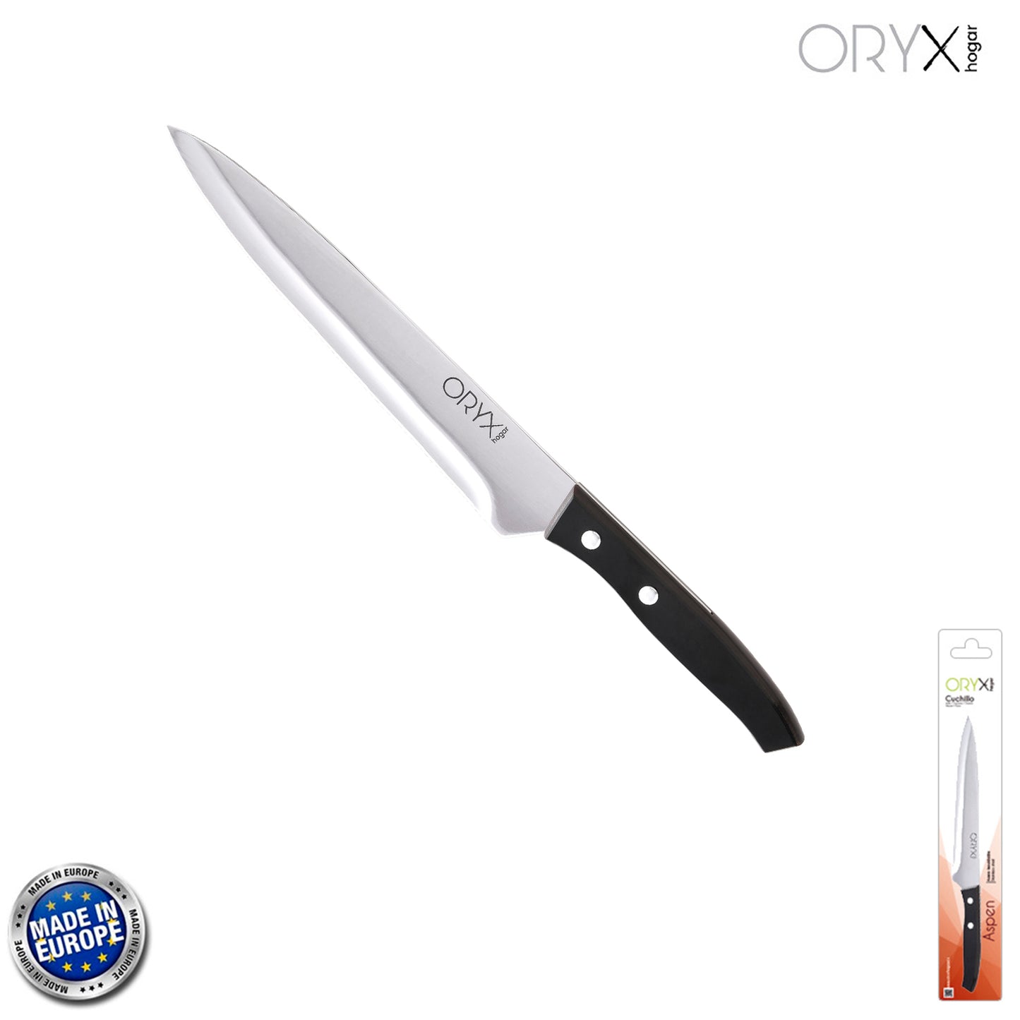 Faca Aspen Cook / Chef Lâmina em Aço Inox 20 cm. Preto