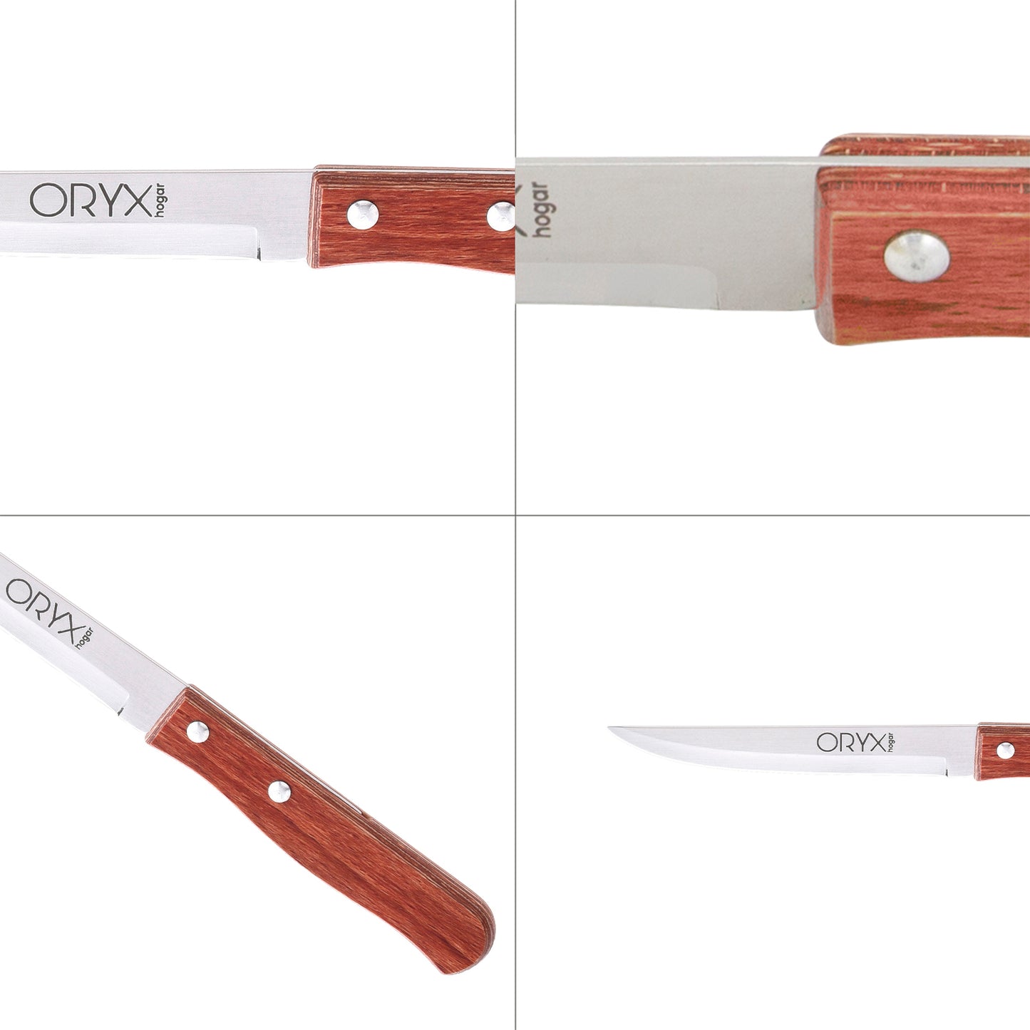 Cuchillo Montana Multiusos Hoja Lisa Acero Inoxidable 11 cm. Mango Madera (Blister 3 piezas)