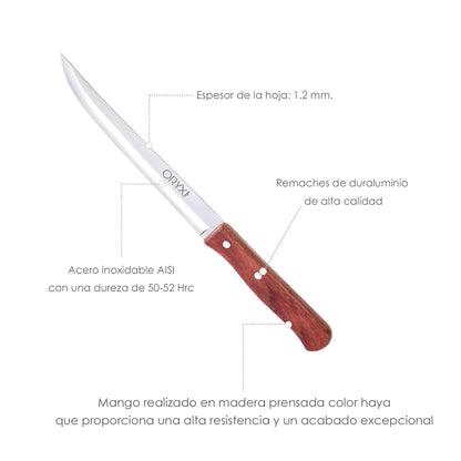 Faca Cozinha Montana Lâmina Aço Inox 15 cm. cabo de madeira