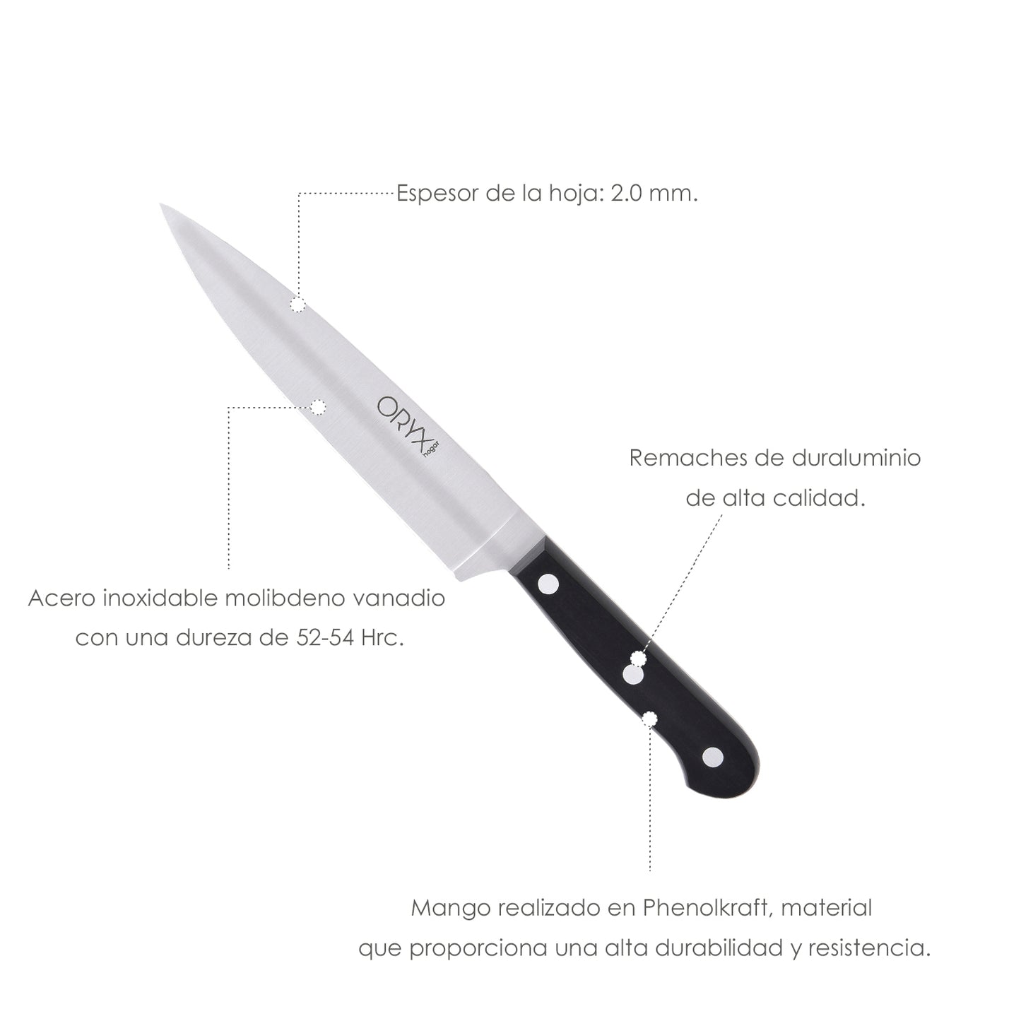 Faca Cozinha Grenoble Lâmina Aço Inox 13 cm. Preto