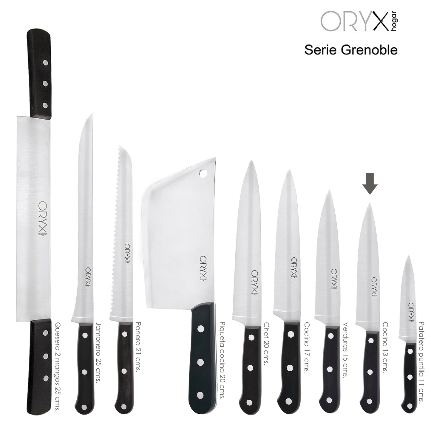 Cuchillo Grenoble Cocina Hoja Acero Inoxidable 13 cm. Negro