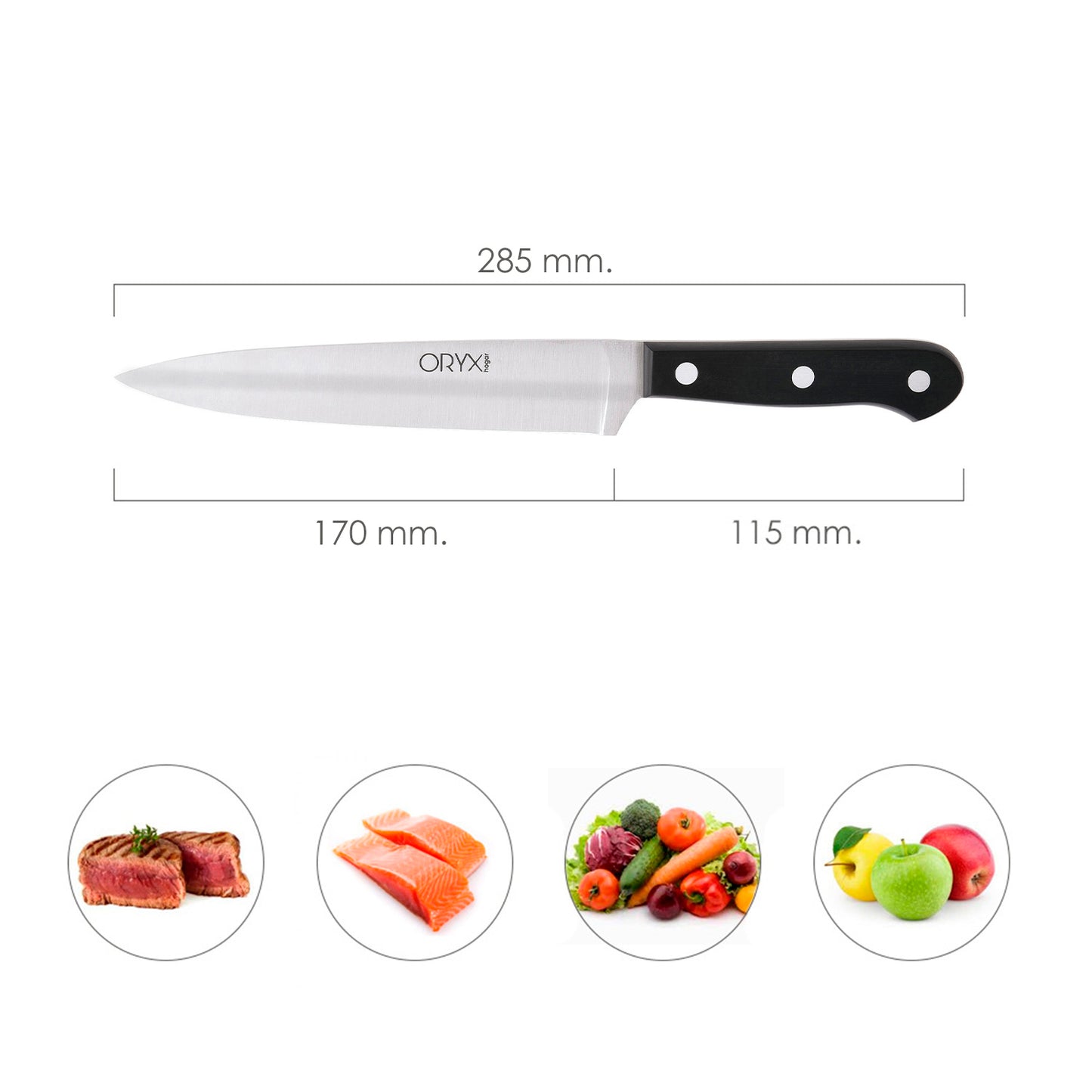 Cuchillo Grenoble Cocina Hoja Acero Inoxidable 17 cm. Negro