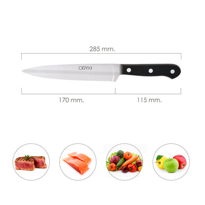 Cuchillo Grenoble Cocina Hoja Acero Inoxidable 17 cm. Negro