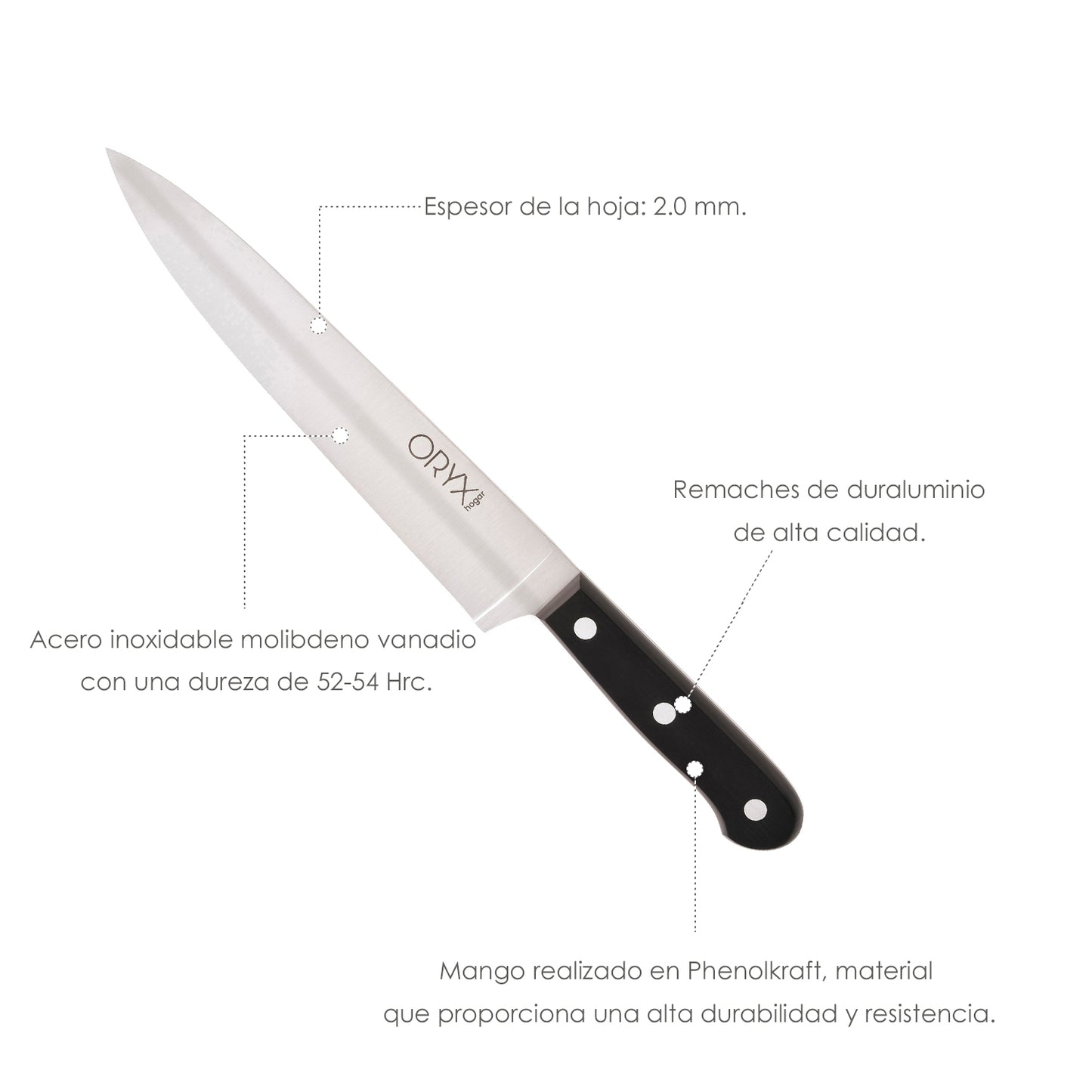 Grenoble Faca Cook / Chef Lâmina Aço Inox 20 cm. Preto