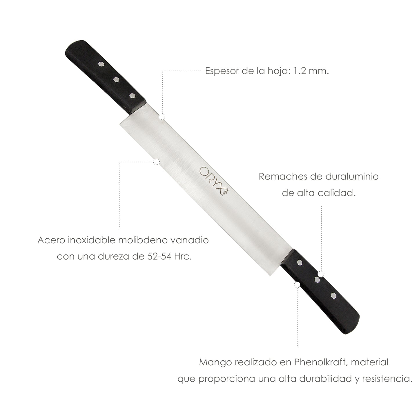 Faca Queijo Grenoble 2 Cabos Lâmina Aço Inox 25 cm. Preto