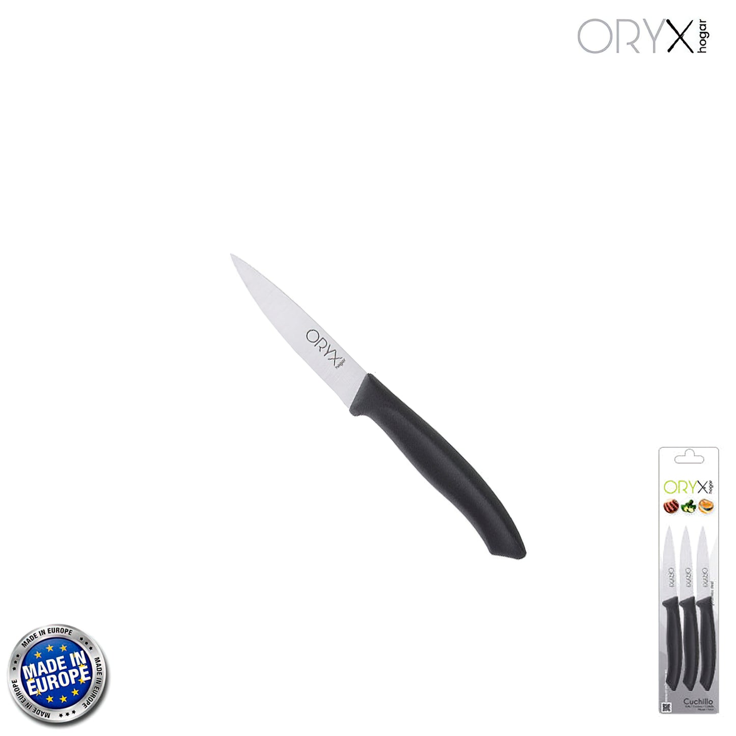 Cuchillo Nuuk Mondador Hoja Acero Inoxidable 9 cm. Negro (Blister 3 Piezas)