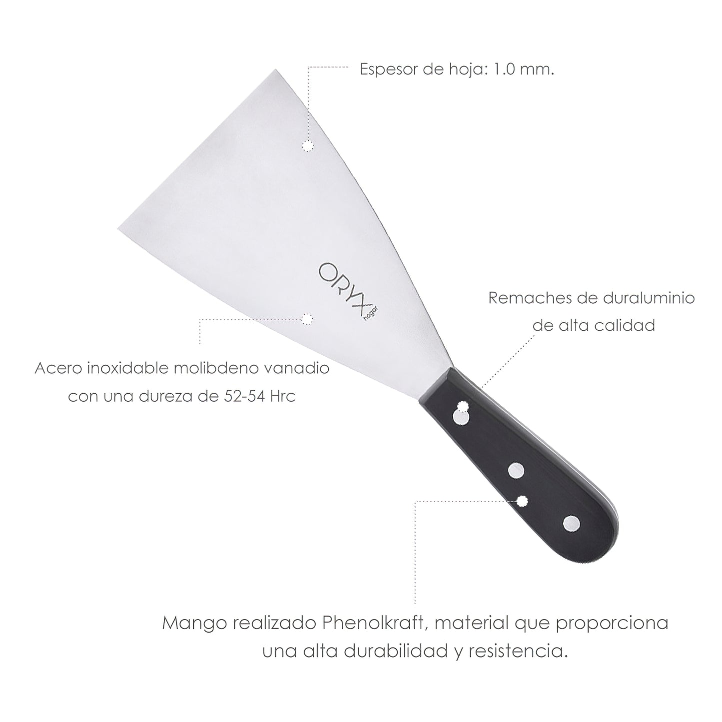 Espátula de Cozinha Grenoble Aço Inox 9 cm. Preto