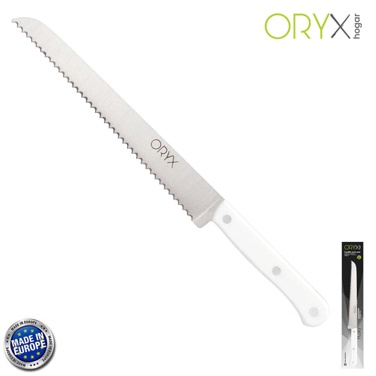 Faca Husky Panero 21 cm. Lâmina de aço inoxidável, faca de pão, faca de corte de pão cabo ergonômico branco