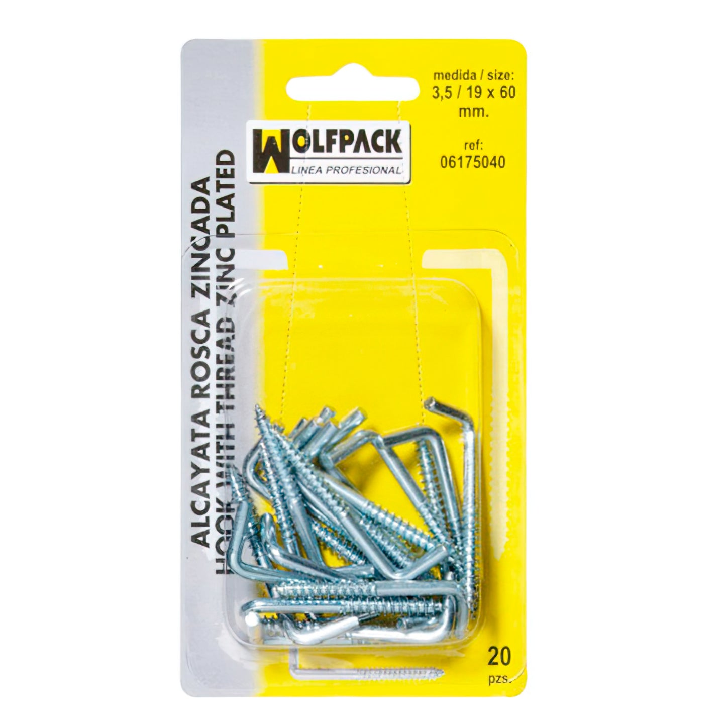 Alcayatas Rosca Zincada  3,5 / 19x60 mm. (Blister 20 Piezas)