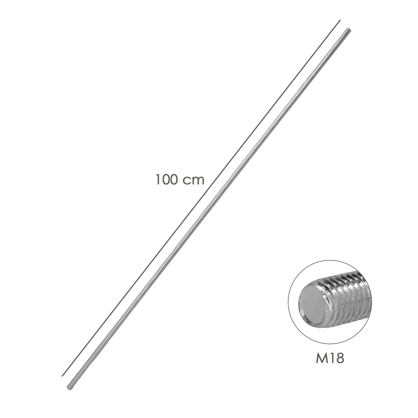 Varilla Roscada Zincada Rosca M18 Longitud 1 Metro