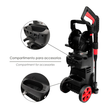 Hidrolimpiadora Alta Presión 180 Bares 2.400 Watt. Con Accesorios 390 Litros / Hora. Limpiadora de Agua Con Deposito Detergente