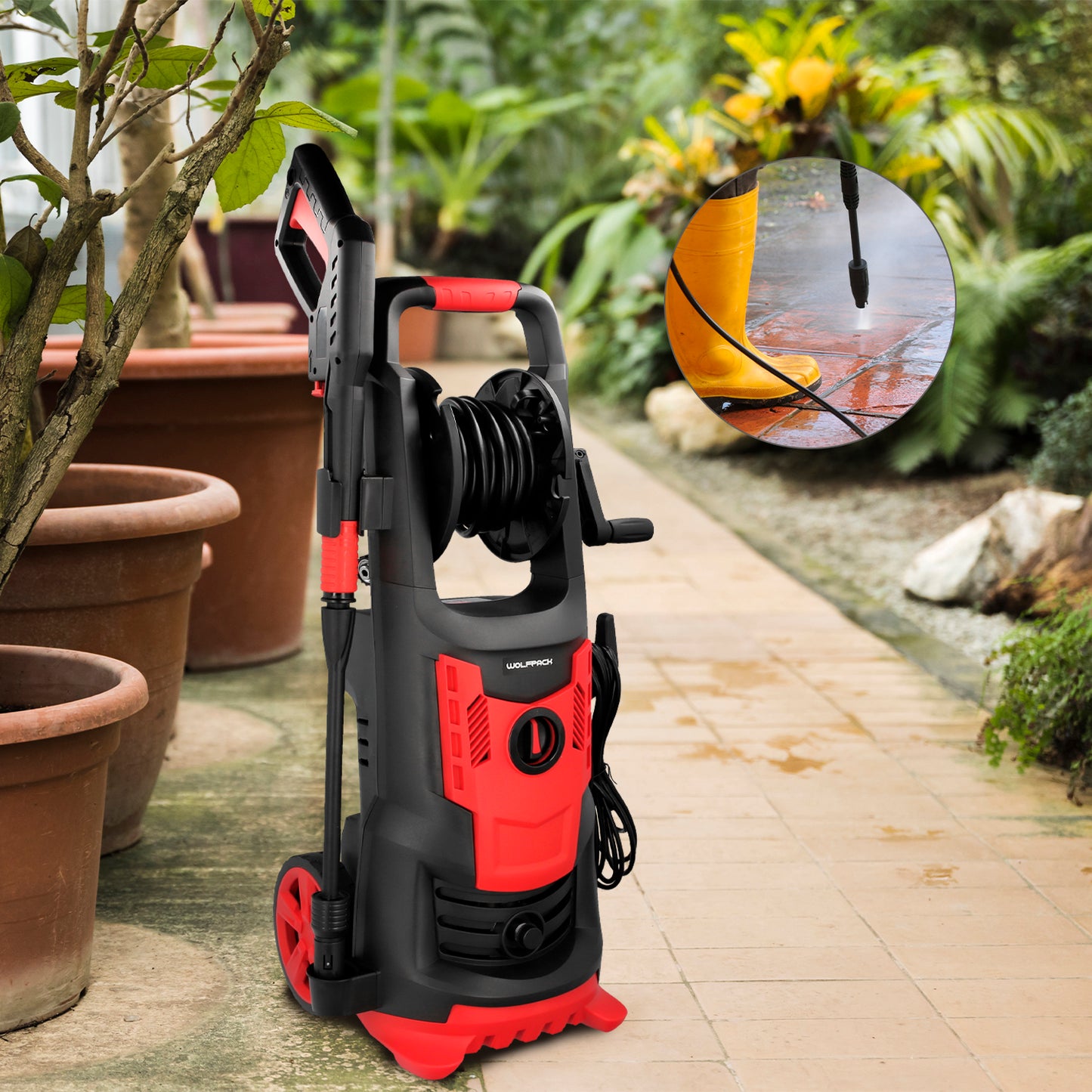 Hidrolimpiadora Alta Presión 180 Bares 2.400 Watt. Con Accesorios 390 Litros / Hora. Limpiadora de Agua Con Deposito Detergente