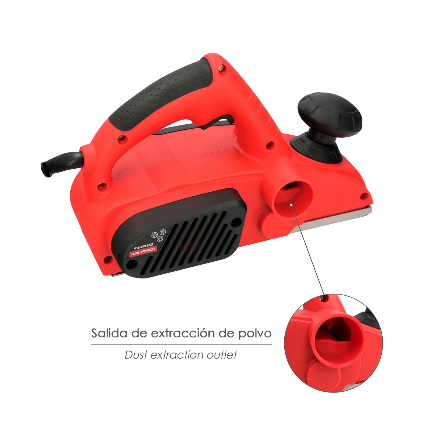 Plaina Elétrica 710 Watts. Largura de corte 82 mm. Profundidade 2 mm. Carpinteiro elétrico de plaina de madeira com base de alumínio / aço