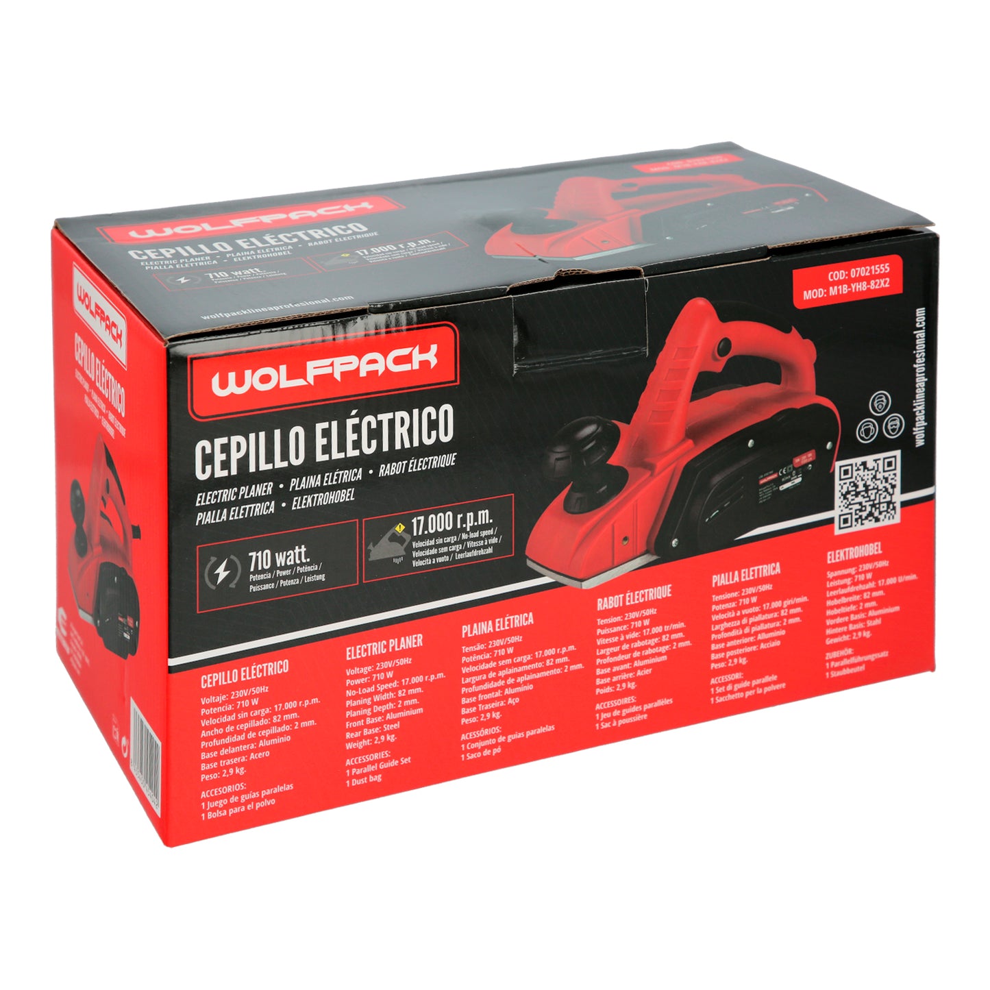 Cepilladora Electrica 710 Watt. Ancho Corte 82 mm. Profundidad 2 mm. Base Aluminio / Acero Cepillo Electrico Madera Carpintero