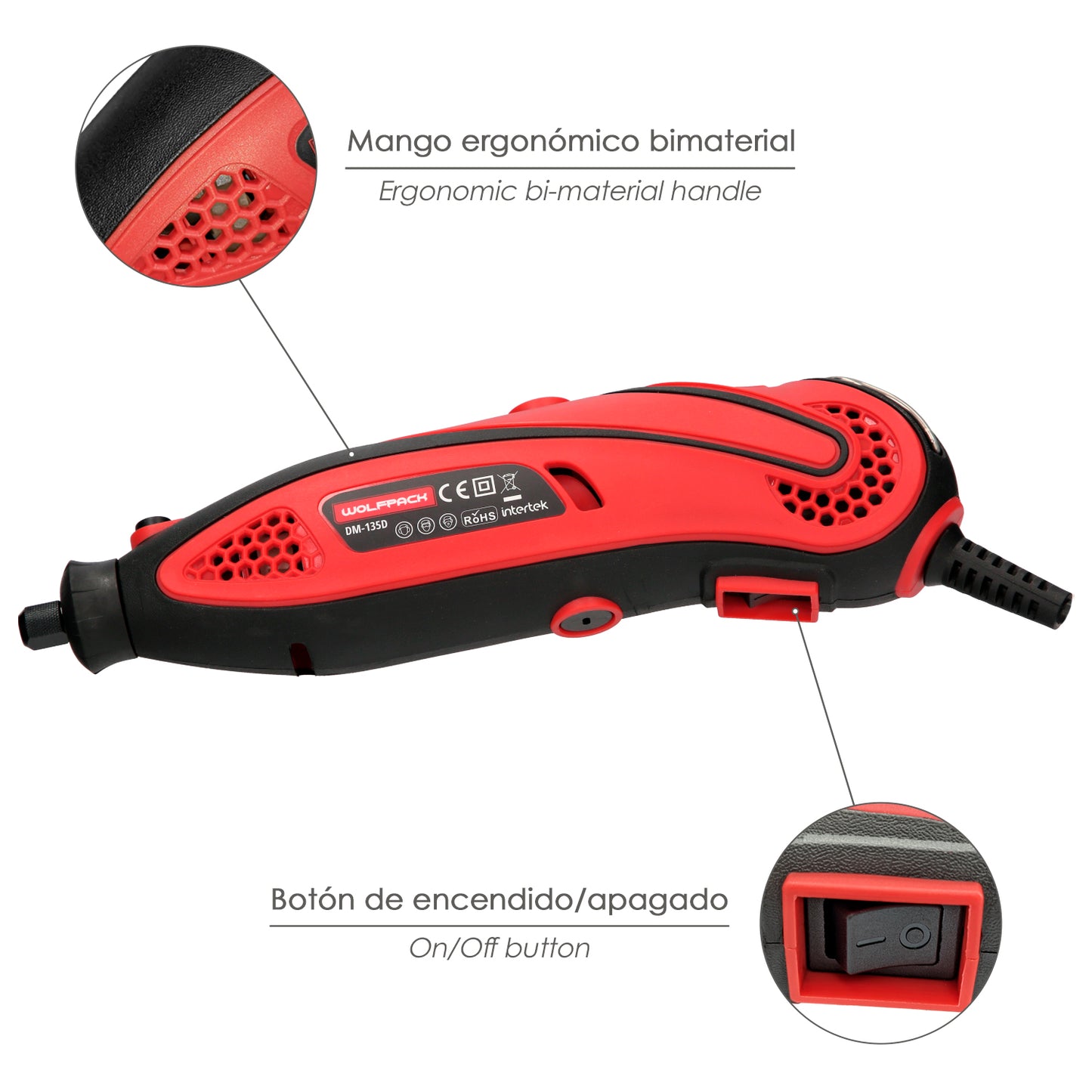 Multiferramenta de 135 Watts. Com 210 Acessórios e Pasta. Ferramenta multifuncional, mini furadeira, ferramenta rotativa, moedor