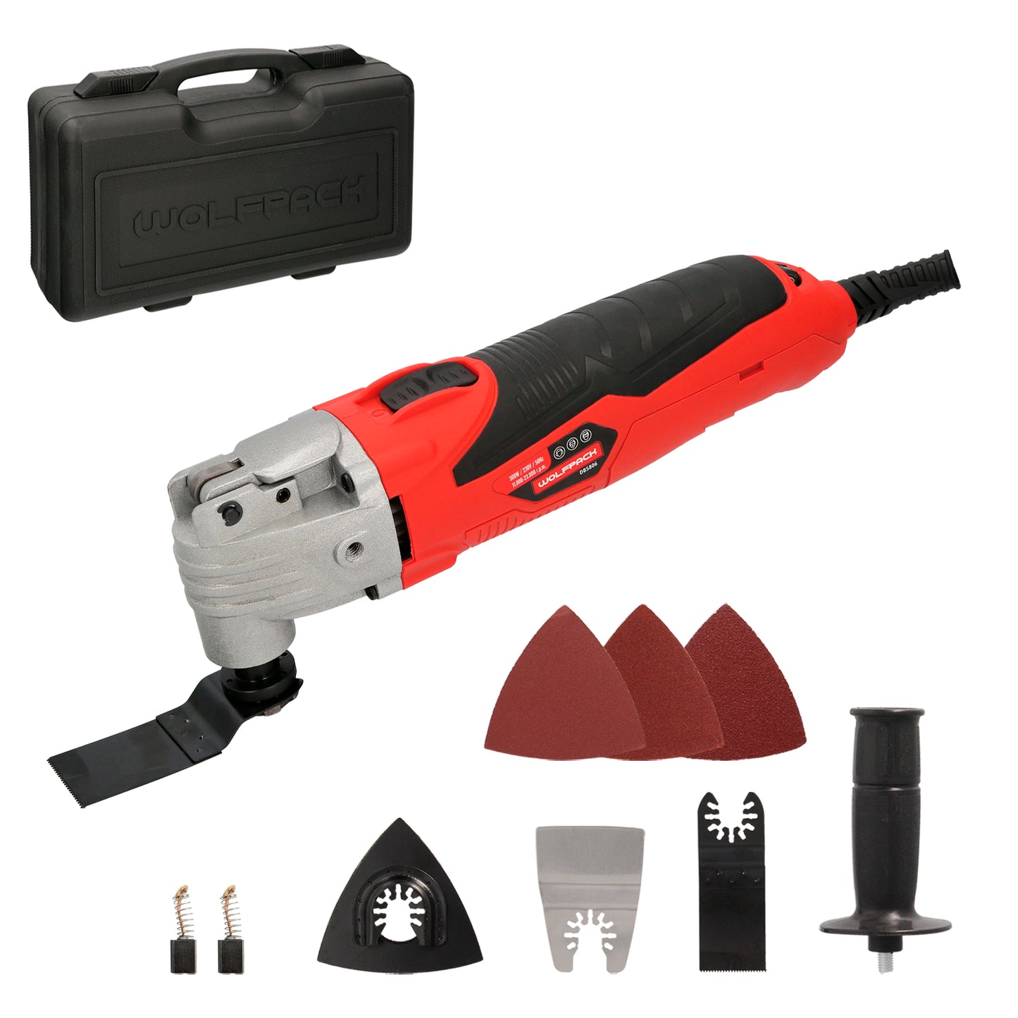 Ferramenta multifuncional oscilante de 300 Watts. Com acessórios Variador de velocidade de 23.000 RPM, troca rápida de lâmina, corte, lixamento