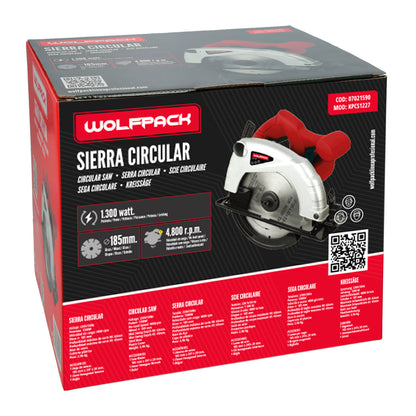 Serra Circular 1300 Watts. Disco de 185 mm. Corte de esquadria de 4.800 RPM com regulador de profundidade. Serra de esquadria, serra de madeira.