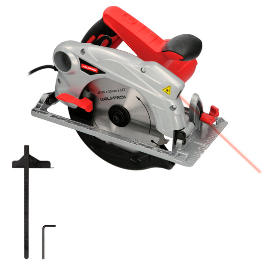 Serra Circular 1300 Watts. Com Disco Laser 185 mm. Regulador de profundidade de corte de esquadria de 4.700 RPM. Serra de esquadria, serra de madeira
