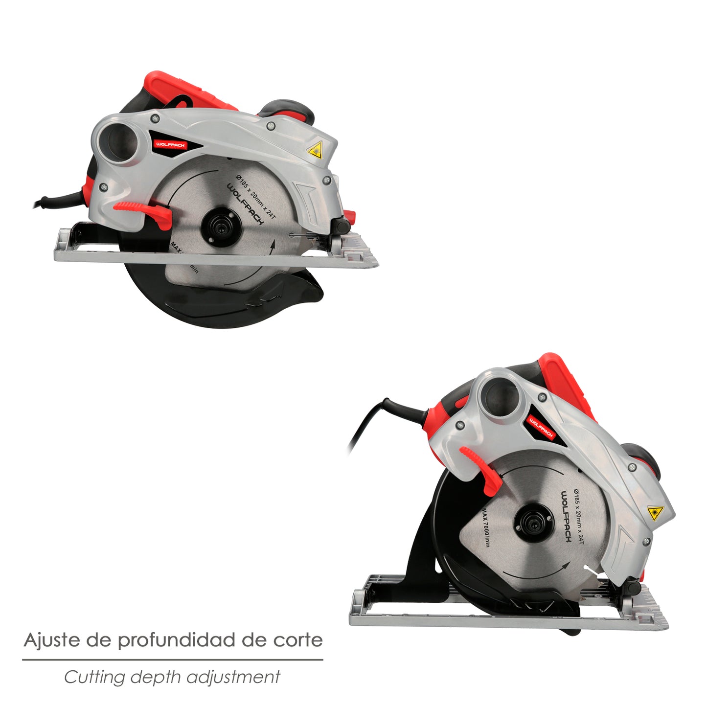 Serra Circular 1300 Watts. Com Disco Laser 185 mm. Regulador de profundidade de corte de esquadria de 4.700 RPM. Serra de esquadria, serra de madeira