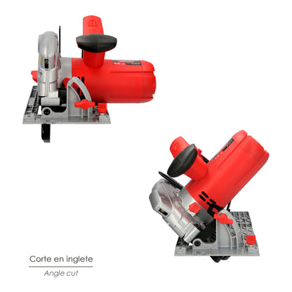 Sierra Circular 1300 Watt. Con Laser Disco 185 mm. 4.700 RPM Corte Inglete Regulador de Profundidad. Ingletadora, Sierra Madera