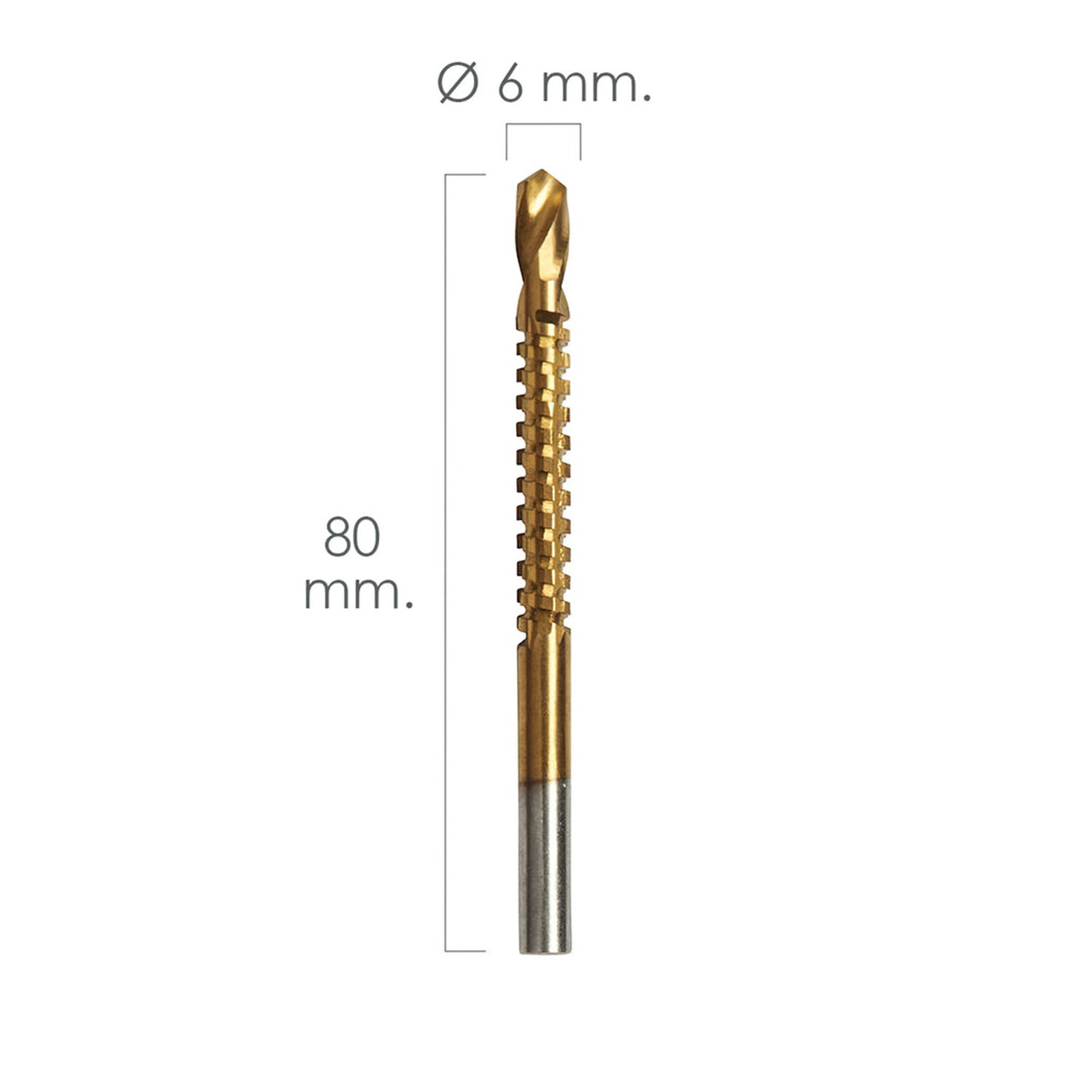 Fresa Rotativa Para Metales HSS  Ø 6 x 80 mm. Para Taladro / Fresadora