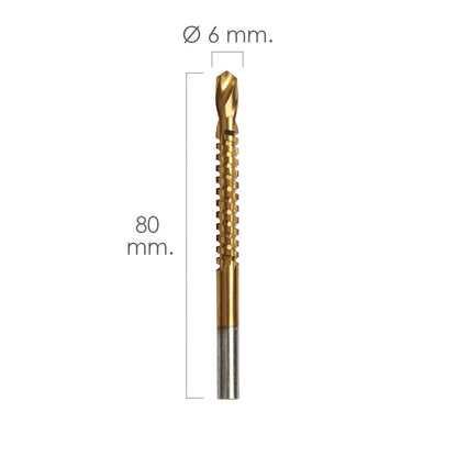 Fresa Rotativa Para Metales HSS  Ø 6 x 80 mm. Para Taladro / Fresadora