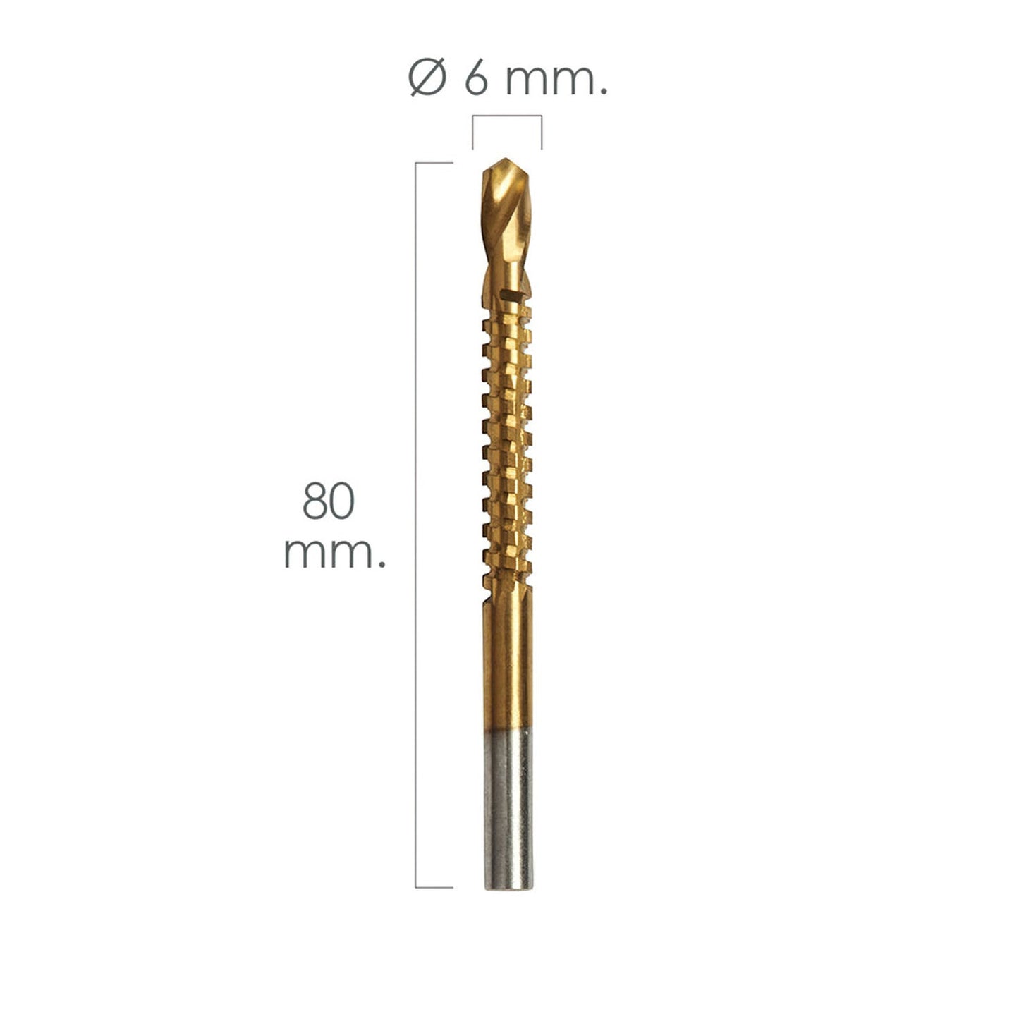 Fresa Rotativa Para Metales HSS  Ø 6 x 80 mm. Para Taladro / Fresadora