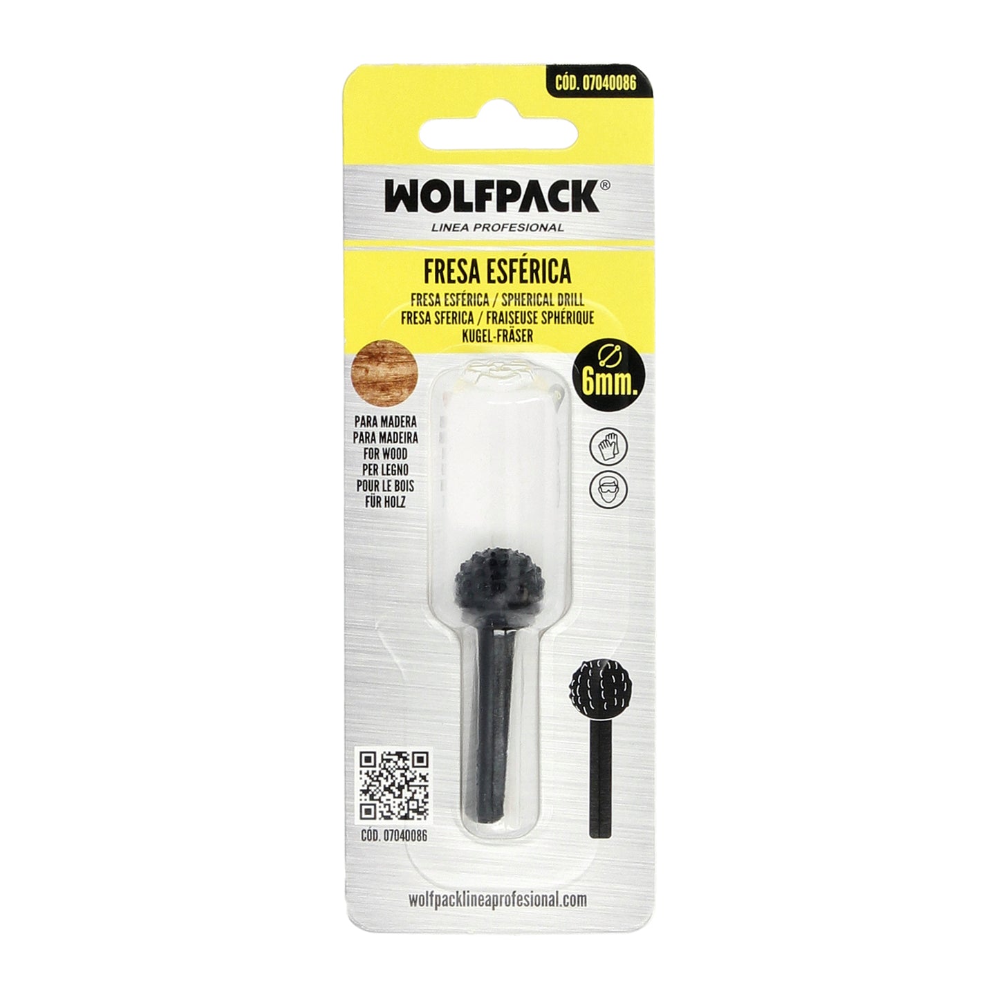 Fresa Rotativa Para Madera Esferica Ø 15 mm. Para Taladro / Fresadora