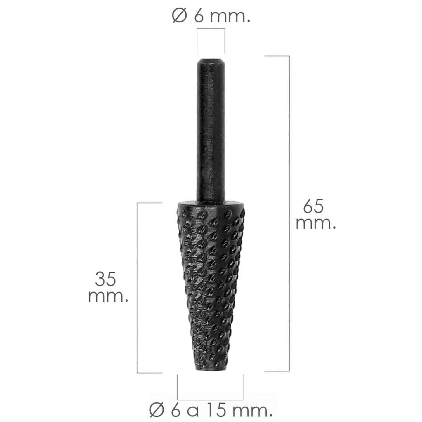 Fresa Rotativa Para Metal Conica Ø 6 a 15 mm. Para Taladro / Fresadora