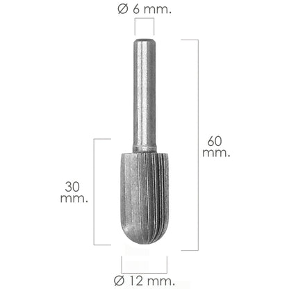 Fresa Rotativa Para Metal Cilíndrica Curva Ø 12 mm. Para Taladro / Fresadora