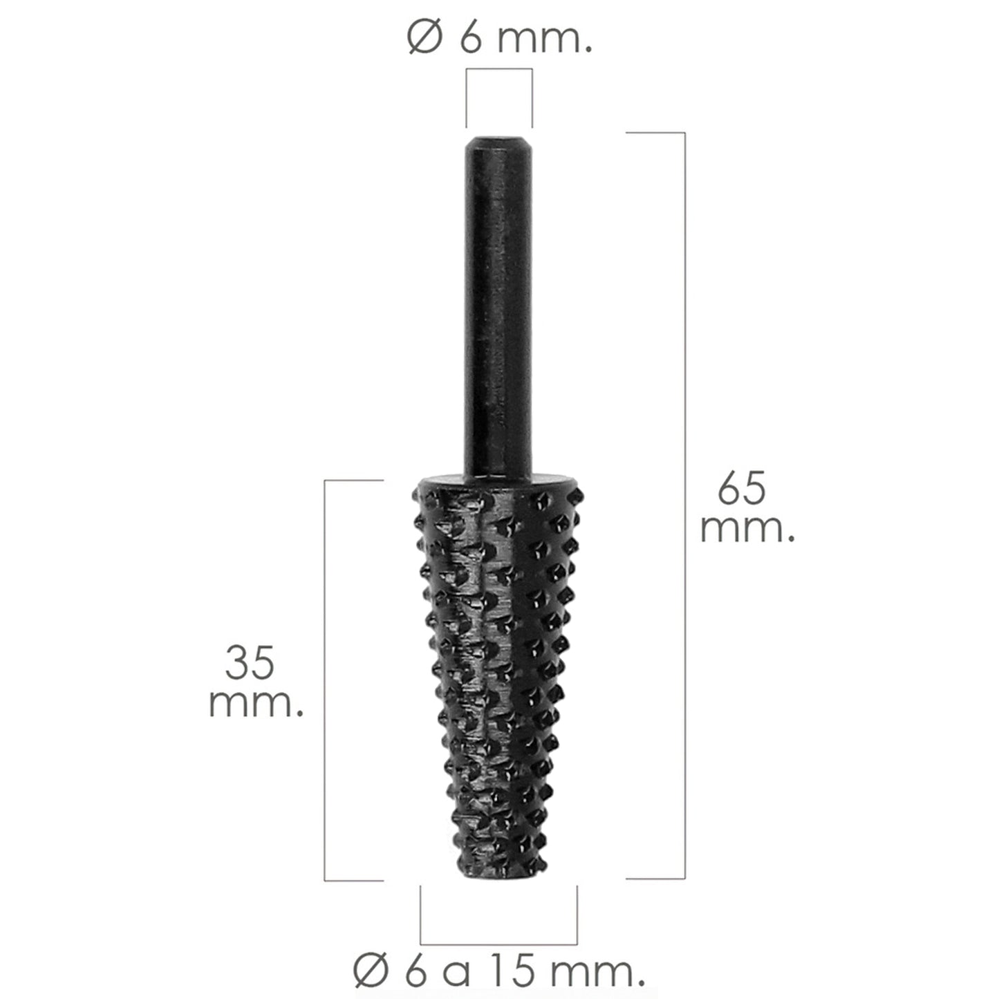 Fresa Rotativa Para Madera Conica Ø 6 a 15 mm. Para Taladro / Fresadora