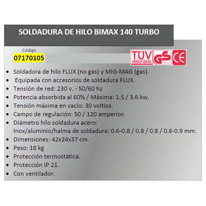 Soldagem Bimax 140 Turbo Fio