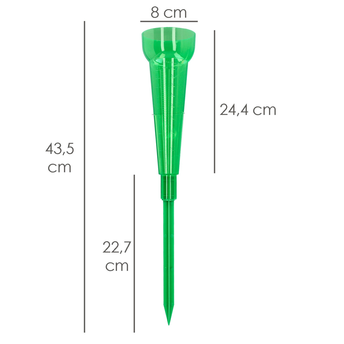 Pluviometro Plastico Verde 350 ml. Con piqueta. Medidor lluvia, Monitorizar las Precipitaciones Jardín Exteriores